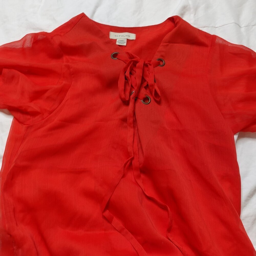 Anthropologie 11.1 Tyhlo Red tunic mini dress Women's size XS - Picture 5 of 10